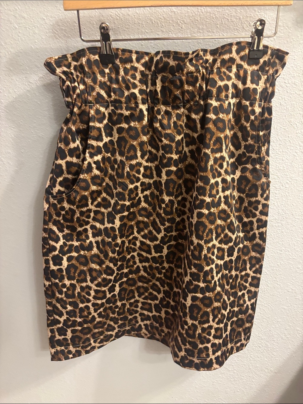 Leopard Print Paperbag Waist Women's Skirt - Brown